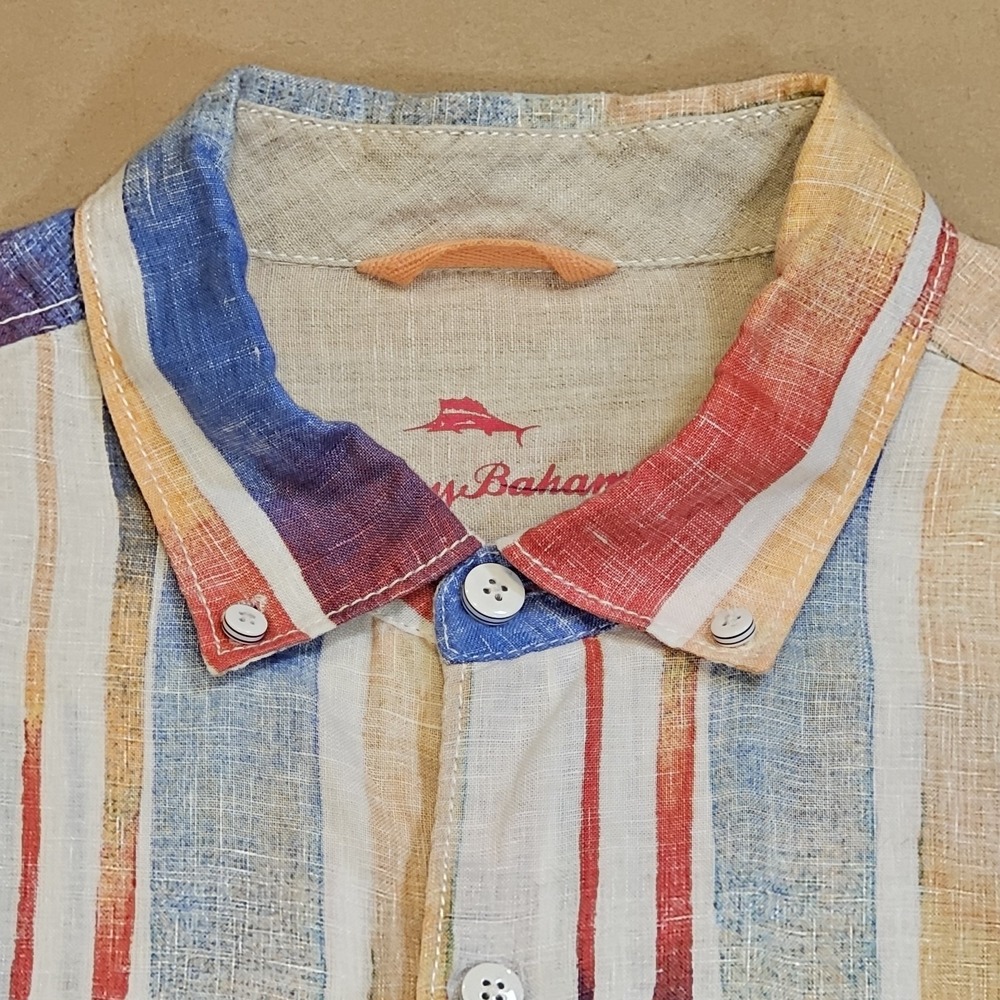 Tommy Bahama  Tommy Bahama Sunset Striped Breezer Long-Sleeve Linen Shirt Relax - Picture 4 of 15